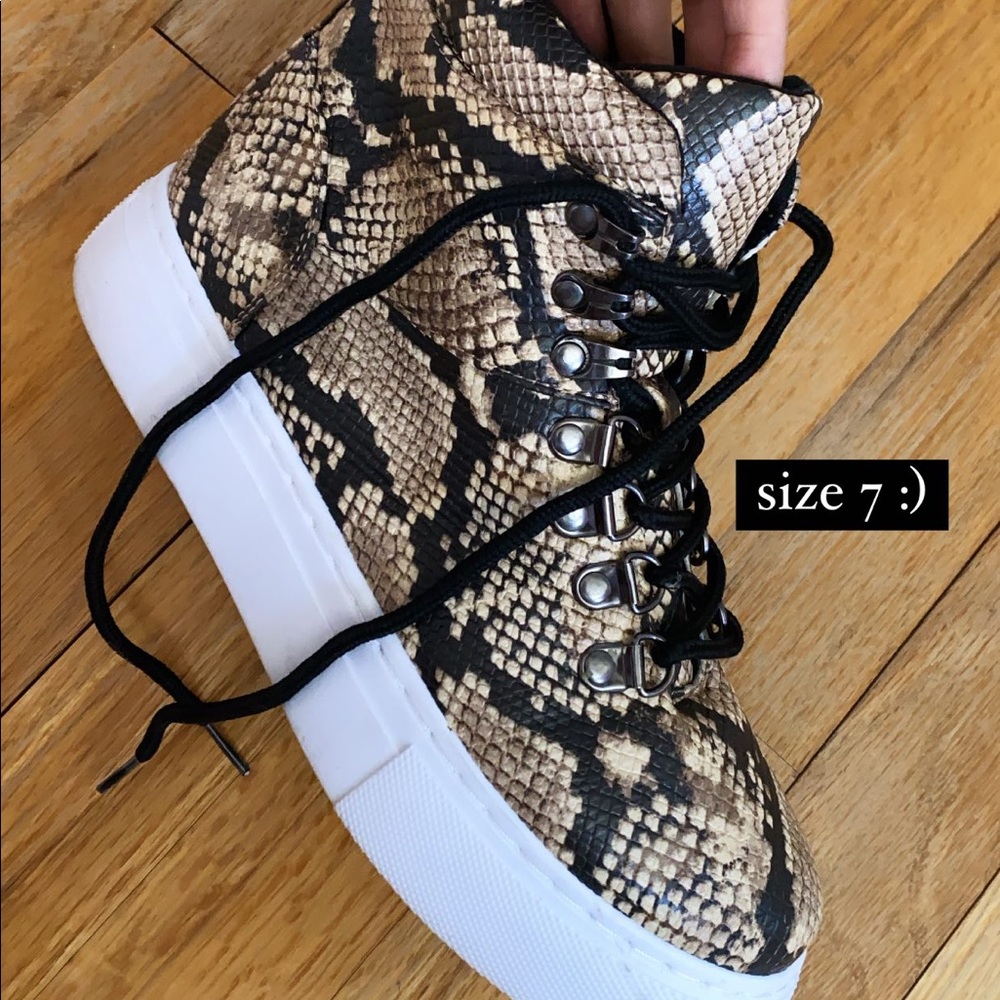 Platform Snakeskin Ankle High Sneakers